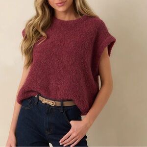 FRNCH Wine Wool Blend Knit Jasmin Sweater, size lg